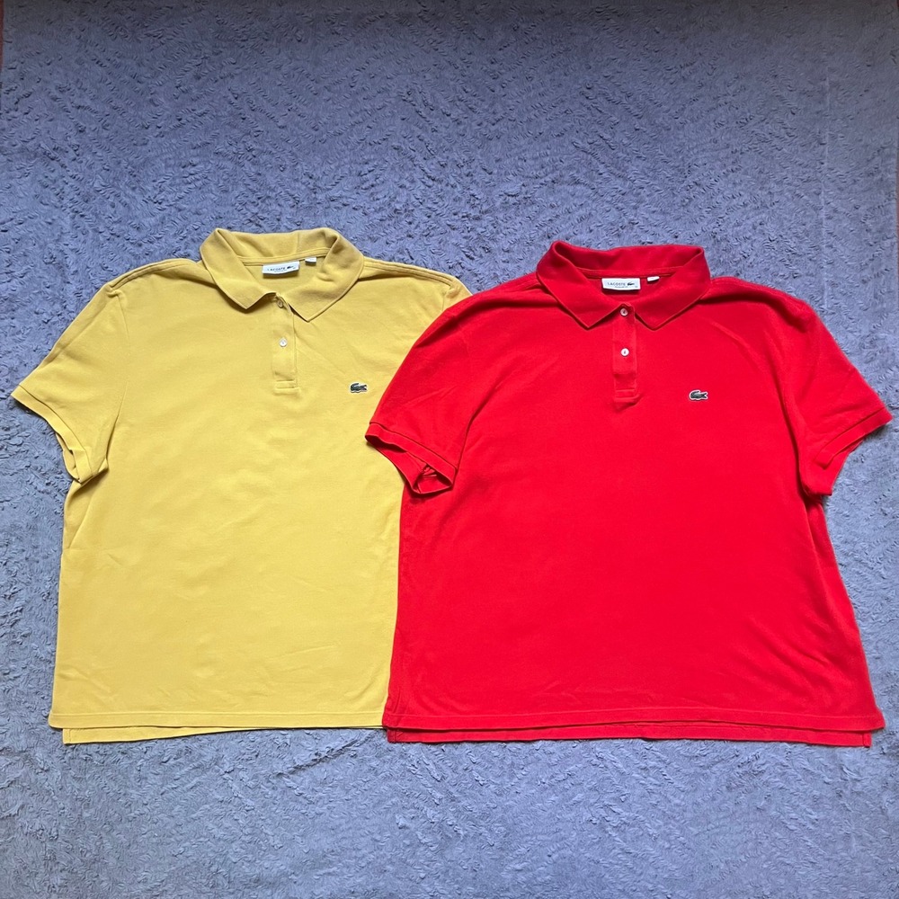 Lacoste Regular Fit Polo Shirt Bundle Red Yellow Cotton Pique Size 50 Preppy